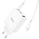 Сетевое зарядное устройство Hoco N33 PD35W + кабель Type-C to Lightning - White (346202W). Фото 5 из 9