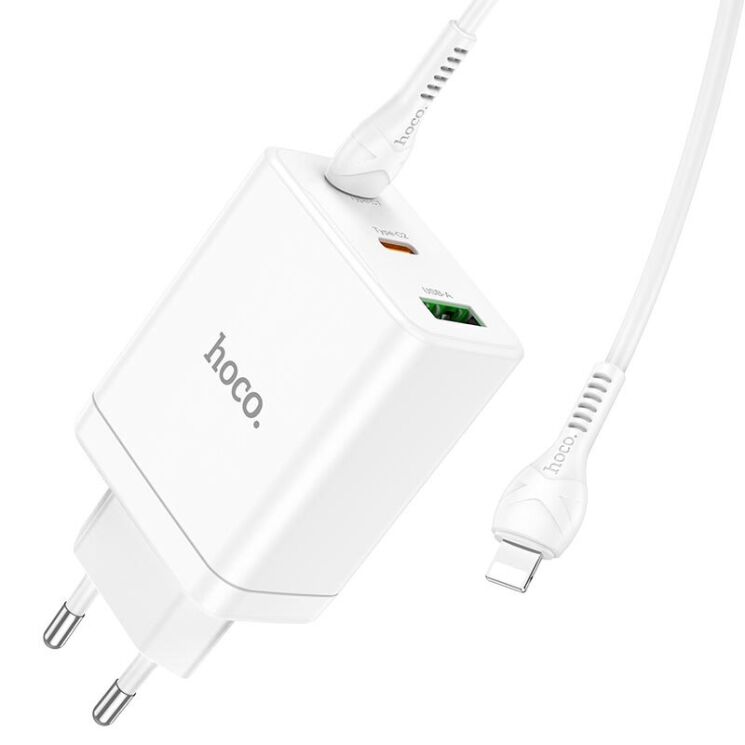 Сетевое зарядное устройство Hoco N33 PD35W + кабель Type-C to Lightning - White: фото 5 из 9