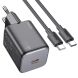Мережевий зарядний пристрій Hoco N40 Mighty 1C PD20W + кабель Type-C to Type-C - Black (346140B). Фото 1 з 6