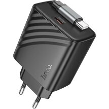 Мережевий зарядний пристрій Hoco N57 PD20W (Type-C) + кабель Type-C - Black: фото 1 з 7