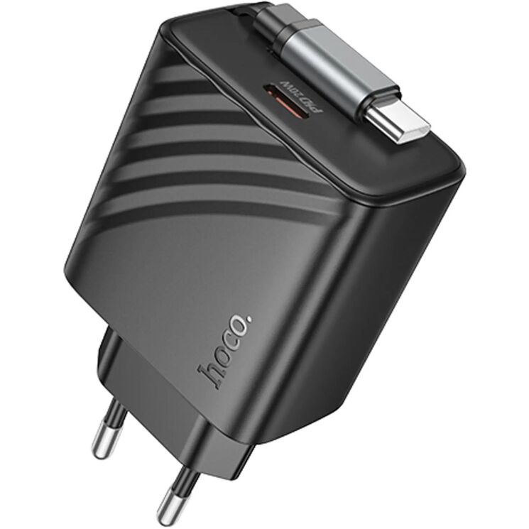 Мережевий зарядний пристрій Hoco N57 PD20W (Type-C) + кабель Type-C - Black: фото 1 з 7