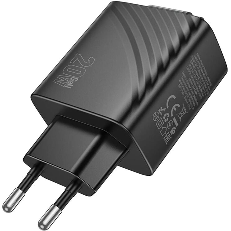 Мережевий зарядний пристрій Hoco N57 PD20W (Type-C) + кабель Type-C - Black: фото 4 з 7
