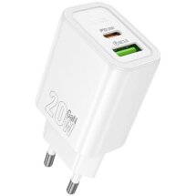 Мережевий зарядний пристрій Hoco N61 PD20W + QC3.0 (USB + Type-C) - White: фото 1 з 7