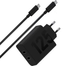Сетевое зарядное устройство Motorola TurboPower 125W GaN 2C + кабель Type-C to Type-C (2m) PG38C06632 - Black: фото 1 из 5