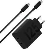 Сетевое зарядное устройство Motorola TurboPower 125W GaN 2C + кабель Type-C to Type-C (2m) PG38C06632 - Black: фото 1 из 5