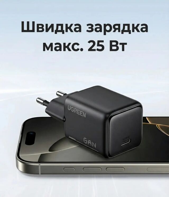 Сетевое зарядное устройство UGREEN X517 GaN 25W (Type-C) 65736 - Black: фото 6 из 12
