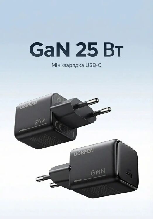 Сетевое зарядное устройство UGREEN X517 GaN 25W (Type-C) 65736 - Black: фото 4 из 12