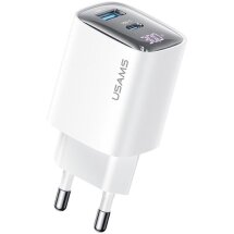 Мережевий зарядний пристрій USAMS US-CC229 GaN 30W (USB + Type-C) - White: фото 1 з 15