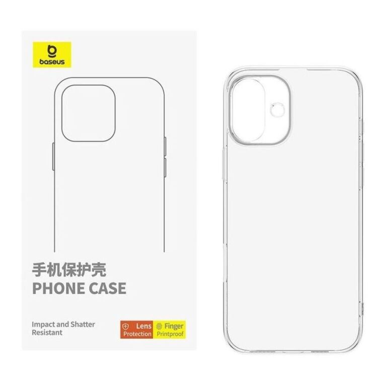 Силиконовый (TPU) чехол BASEUS Simple Series для Apple iPhone 16 Plus - Transparent: фото 2 из 4