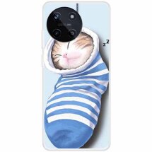 Силиконовый (TPU) чехол Deexe Life Style для Realme 11 4G - Socks and Cat: фото 1 из 5