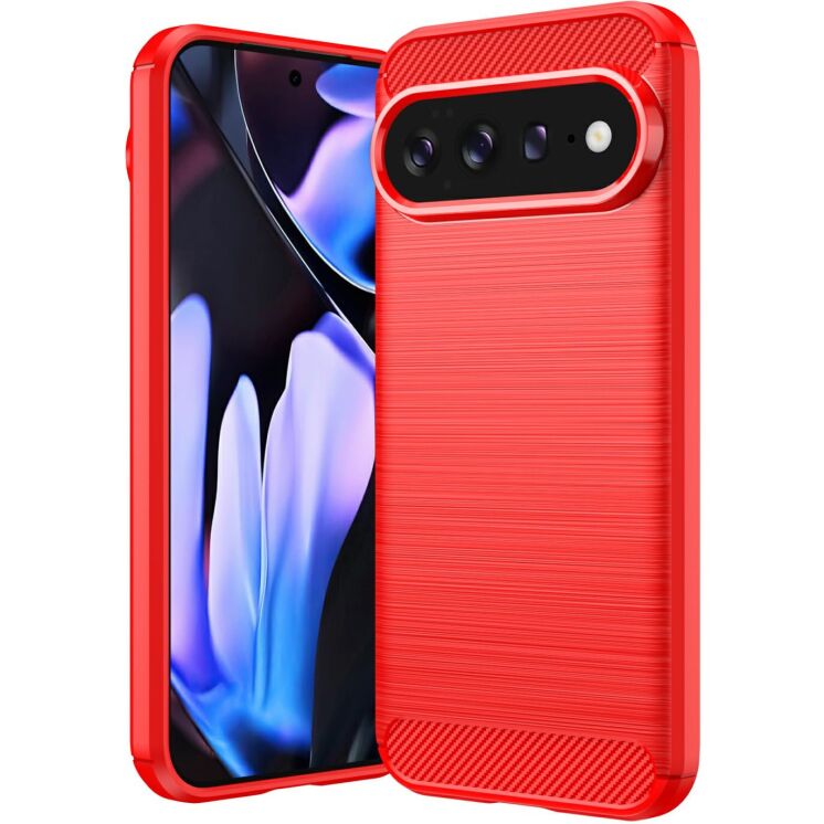 Силиконовый (TPU) чехол UniCase Carbon для Google Pixel 11 Pro XL - Red: фото 1 из 9