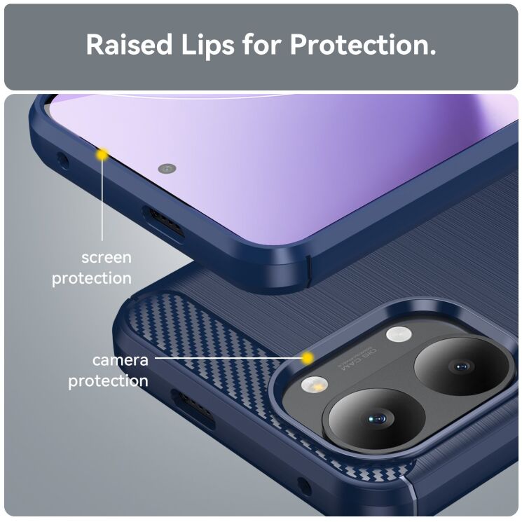 Силиконовый (TPU) чехол UniCase Carbon для Xiaomi Poco X8 Pro Max - Blue: фото 7 из 8