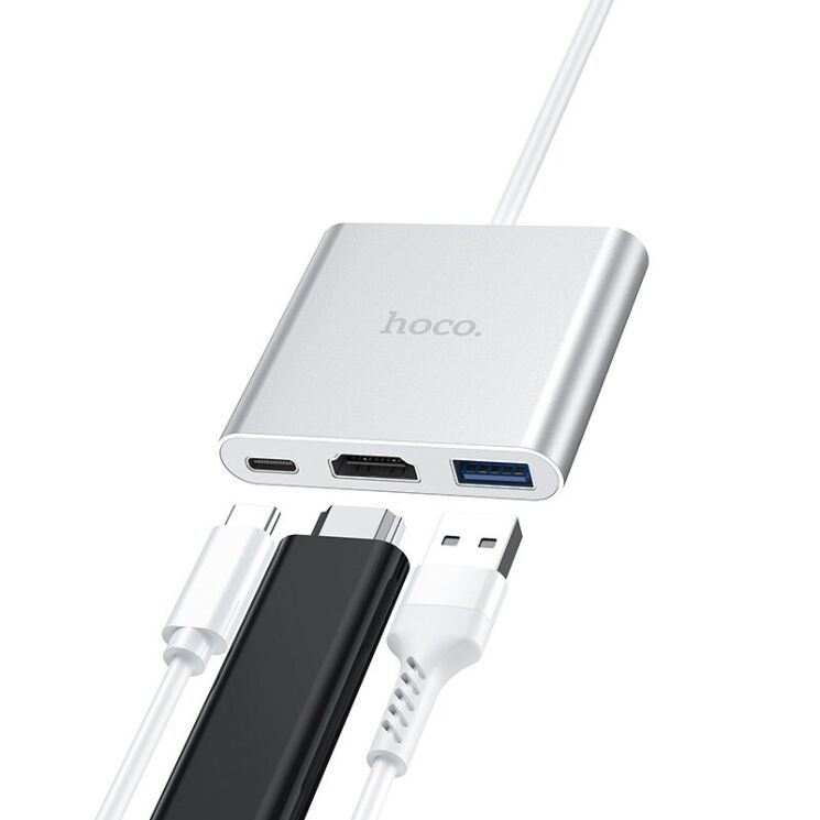 Type-C HUB Hoco HB14 (Type-C to USB3.0+HDMI+PD) - Metal: фото 2 из 9