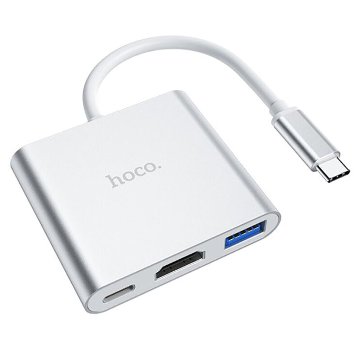 Type-C HUB Hoco HB14 (Type-C to USB3.0+HDMI+PD) - Metal: фото 5 з 9