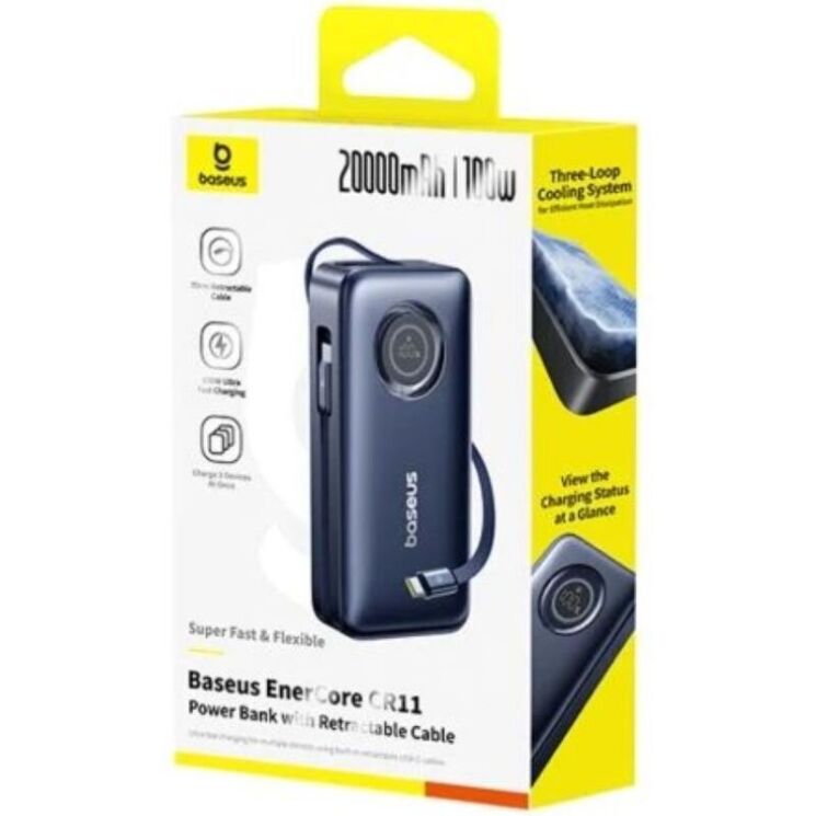 Внешний аккумулятор Baseus EnerCore CR11 100W (20000mAh) + кабель Type-C + Type-C (PPNMS) - Black (995797B) Внешний аккумулятор Baseus EnerCore CR11 100W (20000mAh) + кабель Type-C + Type-C (PPNMS) - Black: фото 6 из 13
