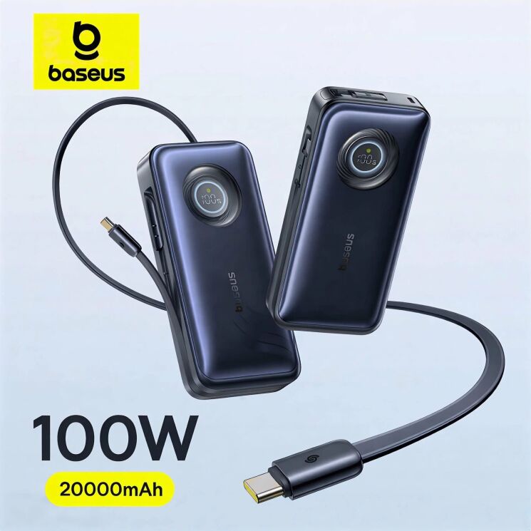 Внешний аккумулятор Baseus EnerCore CR11 100W (20000mAh) + кабель Type-C + Type-C (PPNMS) - Black (995797B) Внешний аккумулятор Baseus EnerCore CR11 100W (20000mAh) + кабель Type-C + Type-C (PPNMS) - Black: фото 7 из 13