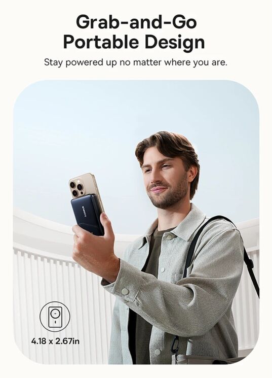 Зовнішній акумулятор Baseus Nomos Qi2 45W (10000mAh) + кабель Type-C (P10078800123-00) - Black: фото 15 з 20