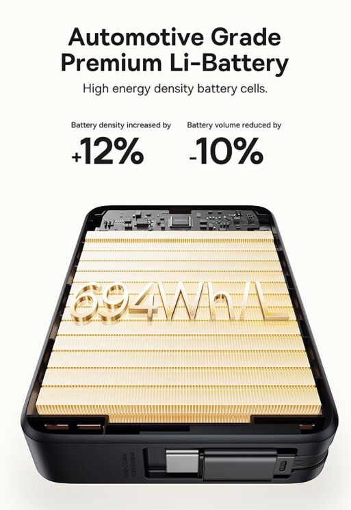 Зовнішній акумулятор Baseus Nomos Qi2 45W (10000mAh) + кабель Type-C (P10078800123-00) - Black: фото 12 з 20