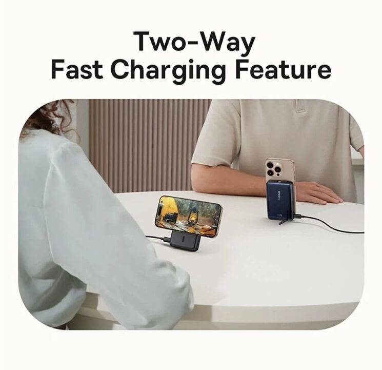 Зовнішній акумулятор Baseus Nomos Qi2 45W (10000mAh) + кабель Type-C (P10078800123-00) - Black: фото 18 з 20