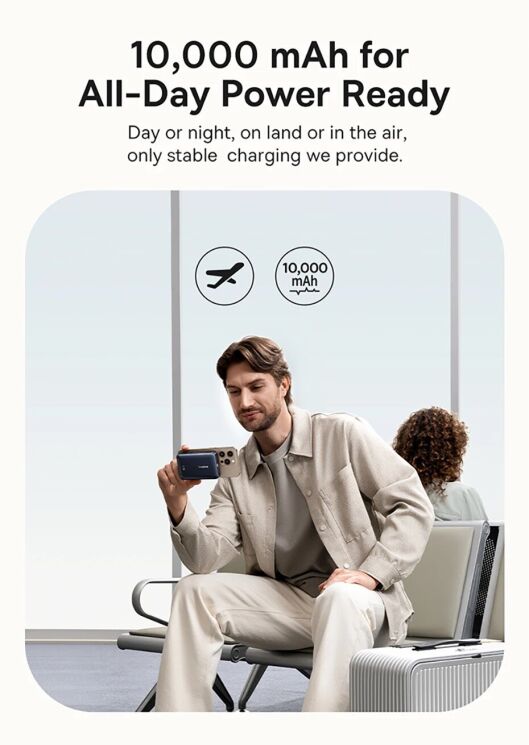 Зовнішній акумулятор Baseus Nomos Qi2 45W (10000mAh) + кабель Type-C (P10078800123-00) - Black: фото 16 з 20