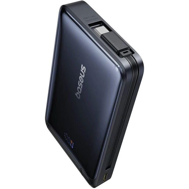 Зовнішній акумулятор Baseus Nomos Qi2 45W (10000mAh) + кабель Type-C (P10078800123-00) - Black: фото 2 з 20