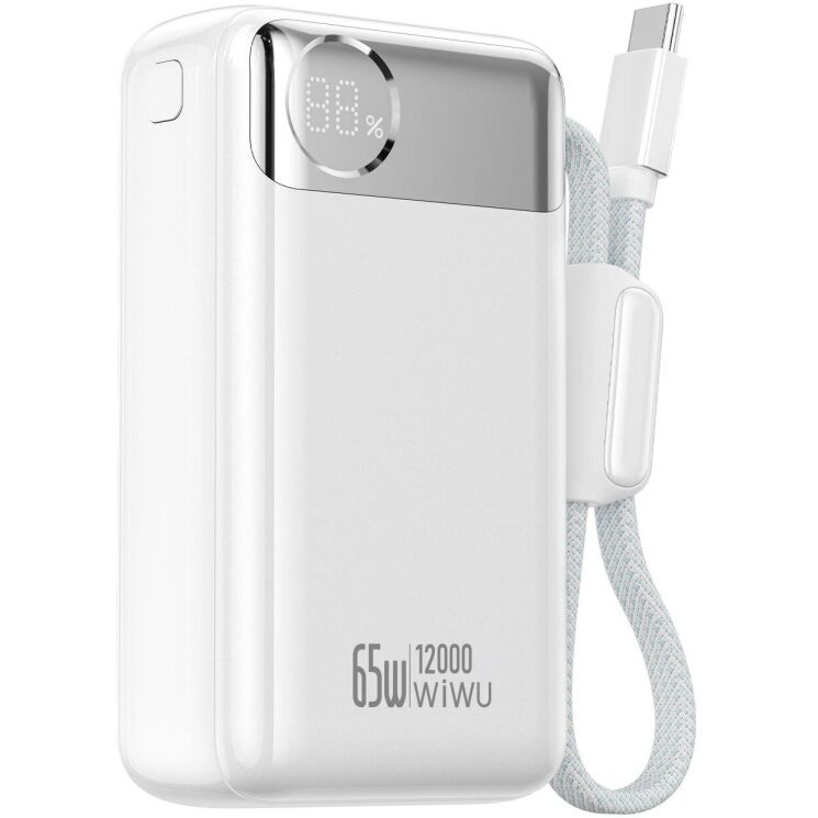Внешний аккумулятор WiWU T132 65W (12000 mAh) + кабель Type-C - White: фото 3 из 7