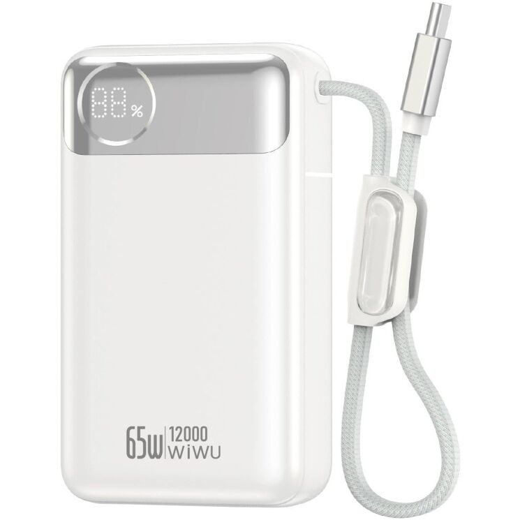 Внешний аккумулятор WiWU T132 65W (12000 mAh) + кабель Type-C - White: фото 2 из 7