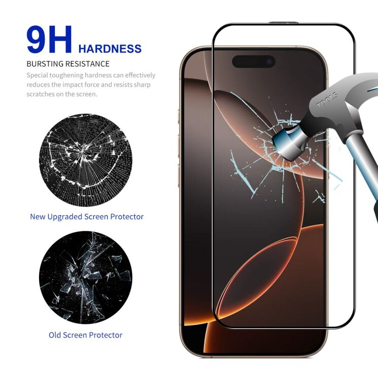 Защитное стекло ENKAY Easy Install Full Glue для Apple iPhone 16 Pro Max - Black: фото 4 из 10