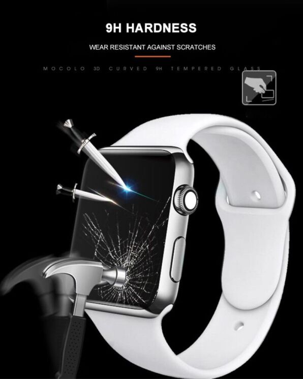 Защитное стекло MOCOLO 3D Arc Edge для Apple Watch 41 mm (7 / 8 / 9 Series) - Black: фото 9 из 10