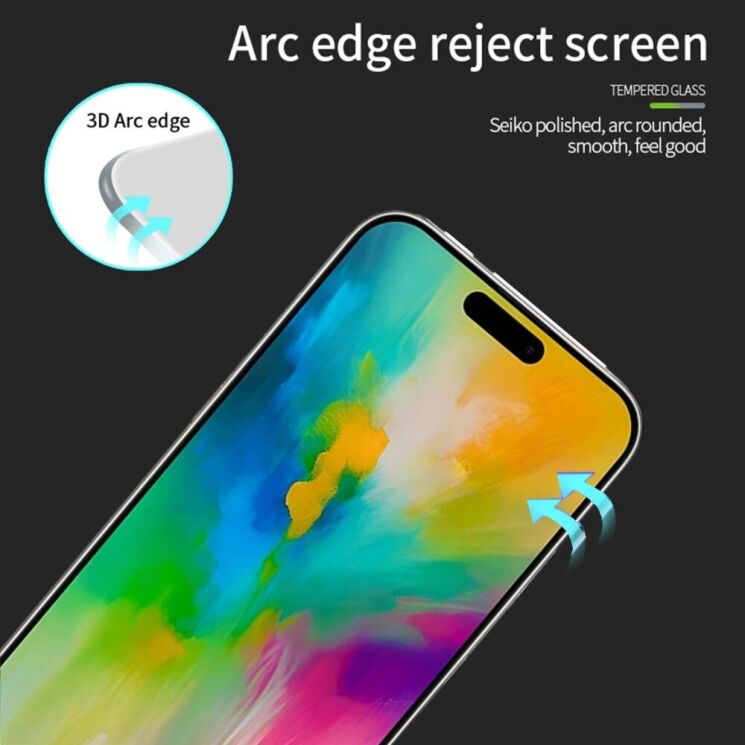 Защитное стекло MOFI Full Glue Protect для Apple iPhone 16 Pro Max - Black: фото 8 из 15