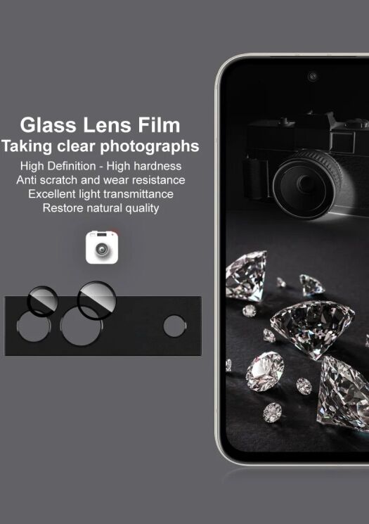Защитное стекло на камеру IMAK Metal Glass Lens для Google Pixel 8A - Black: фото 9 из 13