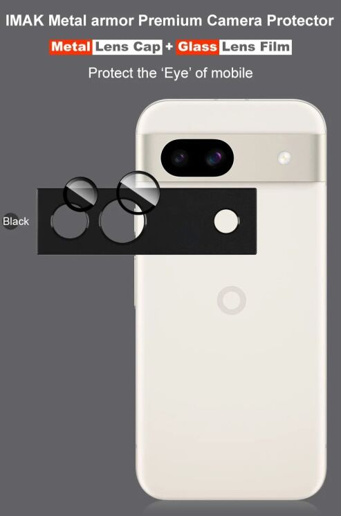Защитное стекло на камеру IMAK Metal Glass Lens для Google Pixel 8A - Black: фото 7 из 13