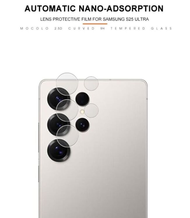 Защитное стекло на камеру MOCOLO Camera Protector для Samsung Galaxy S25 Ultra (S938) - Transparent: фото 5 из 9