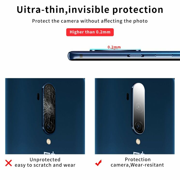 Защитное стекло на заднюю камеру Deexe Lens Protector для OnePlus 7T Pro: фото 5 из 11