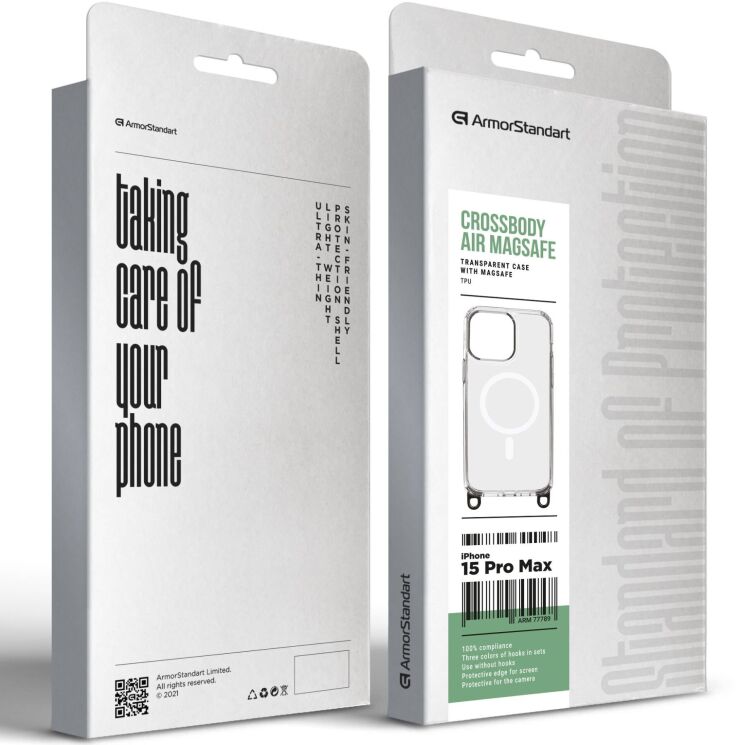 Захисний чохол ArmorStandart Crossbody Air MagSafe для Apple iPhone 15 Pro Max - Clear: фото 2 з 2