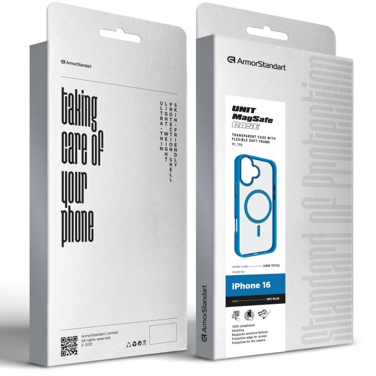 Защитный чехол ArmorStandart Unit MagSafe для Apple iPhone 16 - Sky Blue: фото 2 из 2