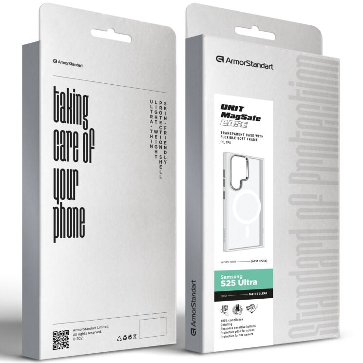 Защитный чехол ArmorStandart Unit MagSafe для Samsung Galaxy S25 Ultra (S938) - Matte Clear Silver: фото 2 из 6