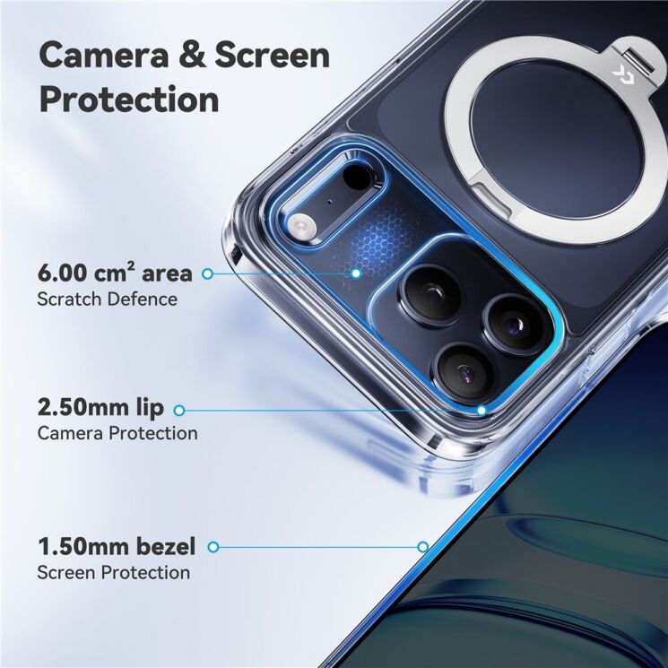 Захисний чохол CASEKOO Crystal Clear Magic Stand для iPhone 18 Pro / 17 Pro - Transparent: фото 10 з 12