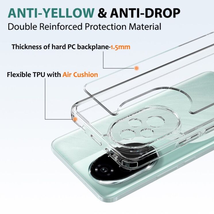 Захисний чохол Deexe Crystal Hybrid для Honor 200 - Transparent: фото 6 з 7