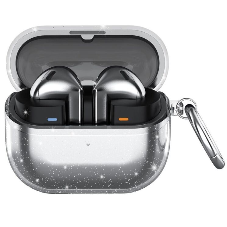 Защитный чехол Deexe Crystal Shield для Samsung Galaxy Buds 3 / Buds 3 Pro / Buds 3 FE - Glitter / Transparent: фото 1 из 7