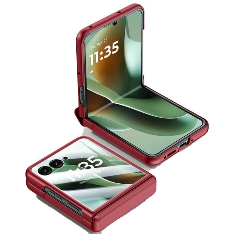 Защитный чехол Deexe Hinge Ring для Motorola Razr 60 Ultra - Red: фото 7 из 11