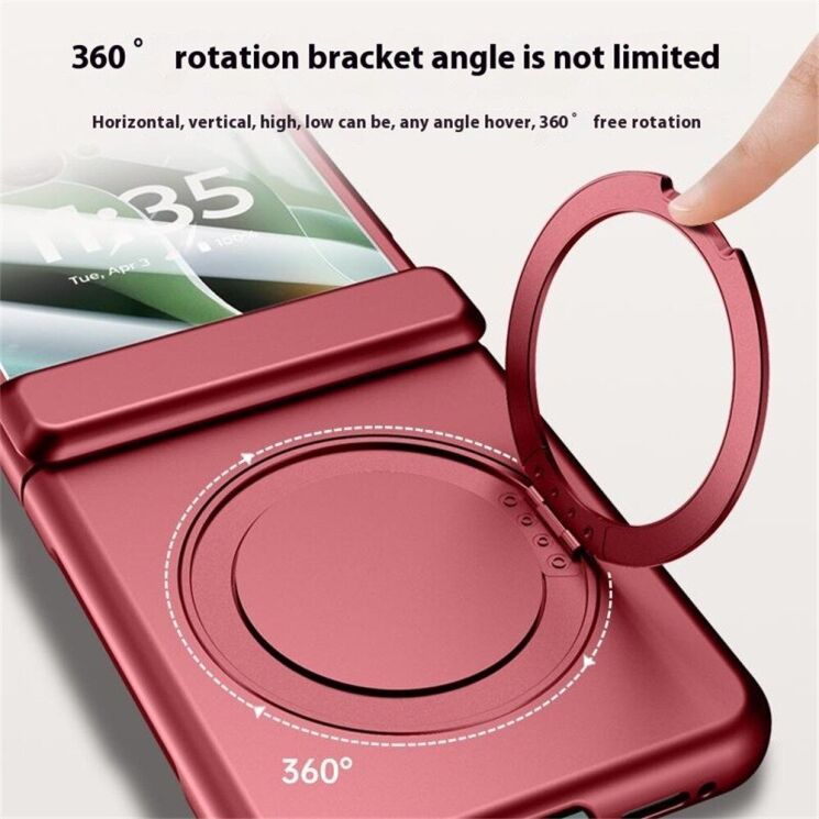 Защитный чехол Deexe Hinge Ring для Motorola Razr 60 Ultra - Red: фото 10 из 11