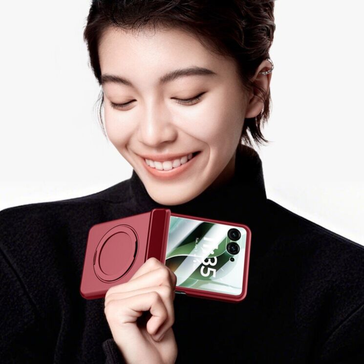 Защитный чехол Deexe Hinge Ring для Motorola Razr 60 Ultra - Red: фото 3 из 11