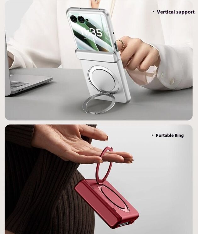 Защитный чехол Deexe Hinge Ring для Motorola Razr 60 Ultra - Red: фото 11 из 11
