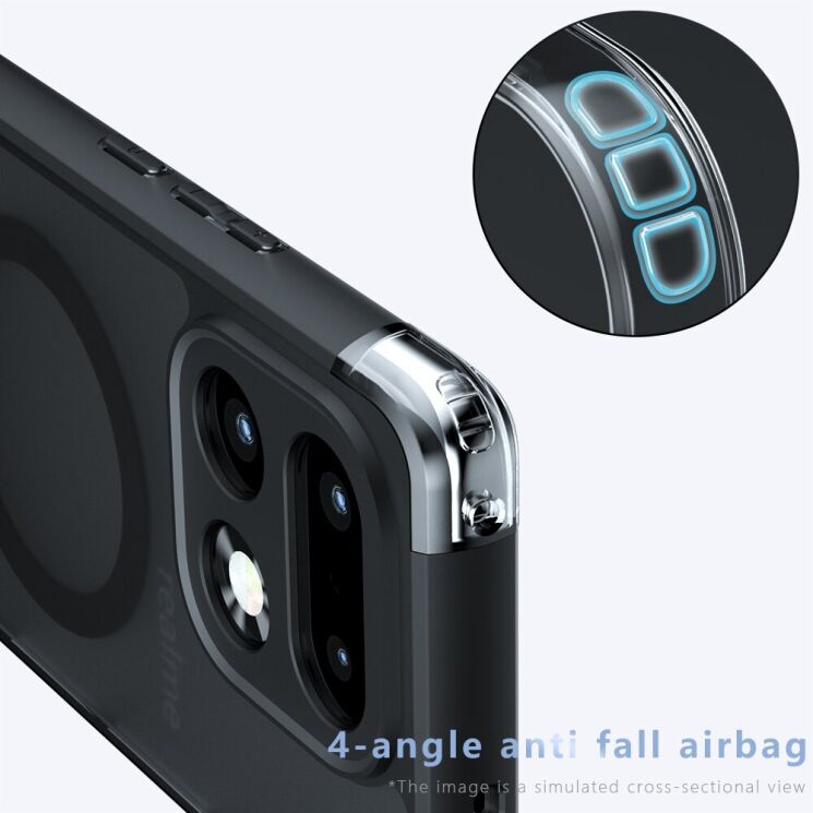 Защитный чехол Deexe Matte Skin Kickstand with MagSafe для Realme 16 Pro Plus - Black: фото 4 из 10
