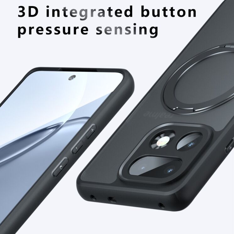 Защитный чехол Deexe Matte Skin Kickstand with MagSafe для Realme 16 Pro Plus - Black: фото 10 из 10