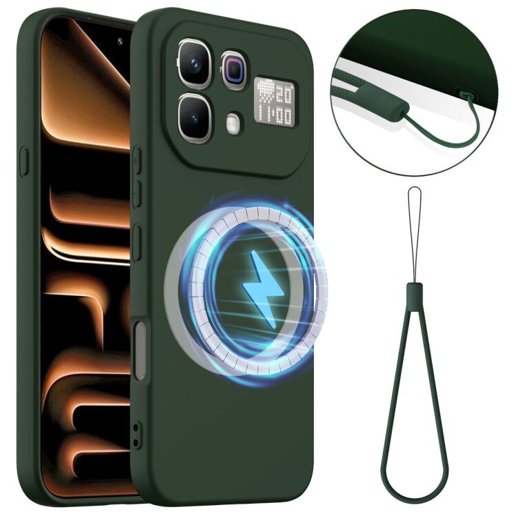 Защитный чехол Deexe Silicone Case with MagSafe для Infinix Note 60 Pro / Note 60 - Dark Green: фото 1 из 9