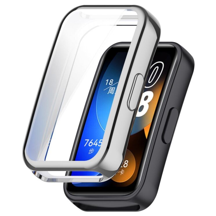 Захисний чохол Deexe Silicone Frame для Huawei Band 8 / 9 - Silver: фото 1 з 8
