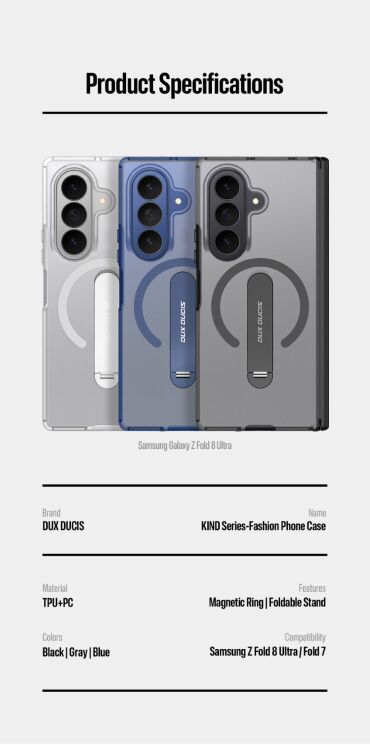 Захисний чохол Dux Ducis Horizon MagStand для Samsung Galaxy Fold 8 Ultra / Fold 7 - Grey (424033H) Захисний чохол Dux Ducis Horizon MagStand для Samsung Galaxy Fold 8 Ultra / Fold 7 - Grey: фото 22 з 23