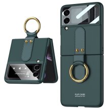 Защитный чехол GKK Ring Holder для Samsung Galaxy Flip 4 - Blackish Green: фото 1 из 8